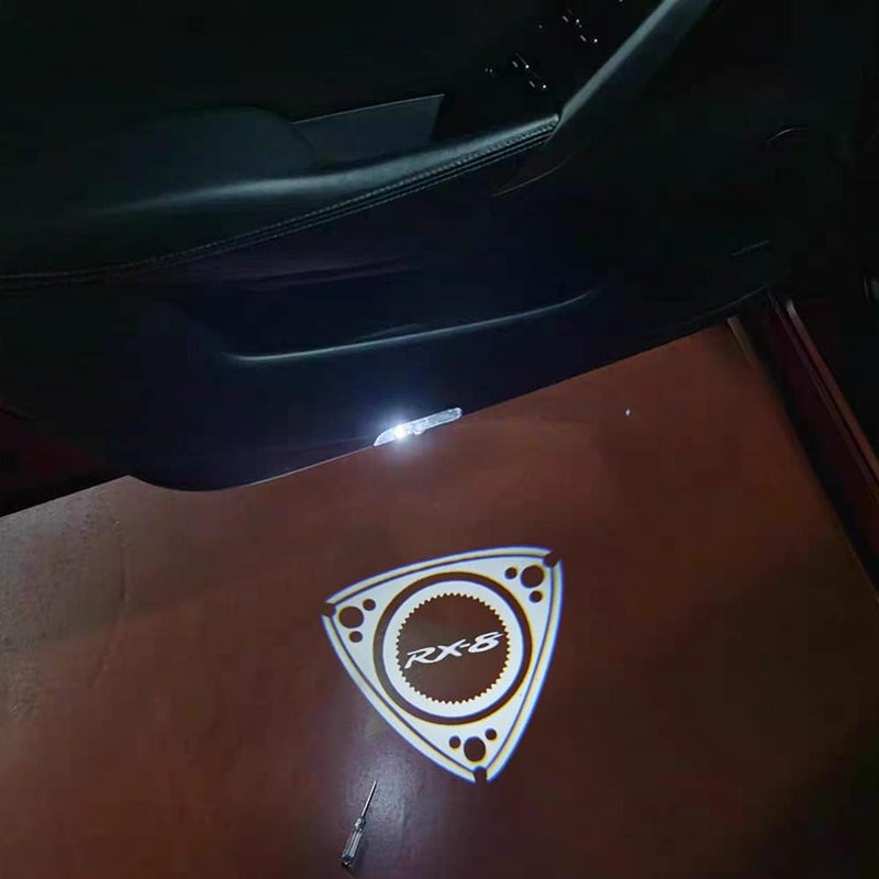uunonaha 2 قطع RX8 ضوء ترحيب سيارة باب إسقاط LED ضوء ظل الباب ضوء بركة متوافق مع ملحقات RX8 - Image 1